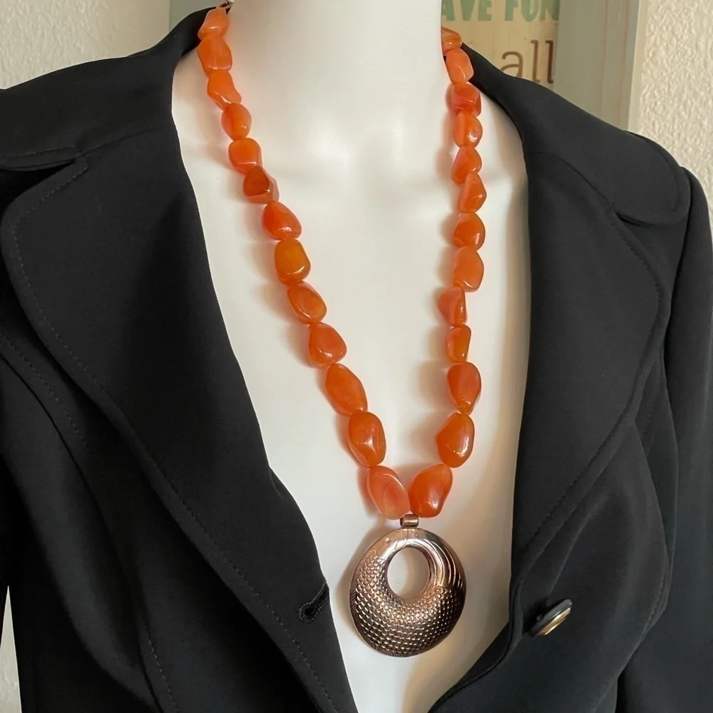 Vintage carnelian copper necklace